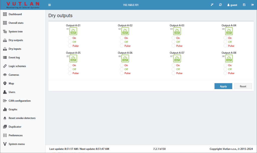 Web interface Panels
